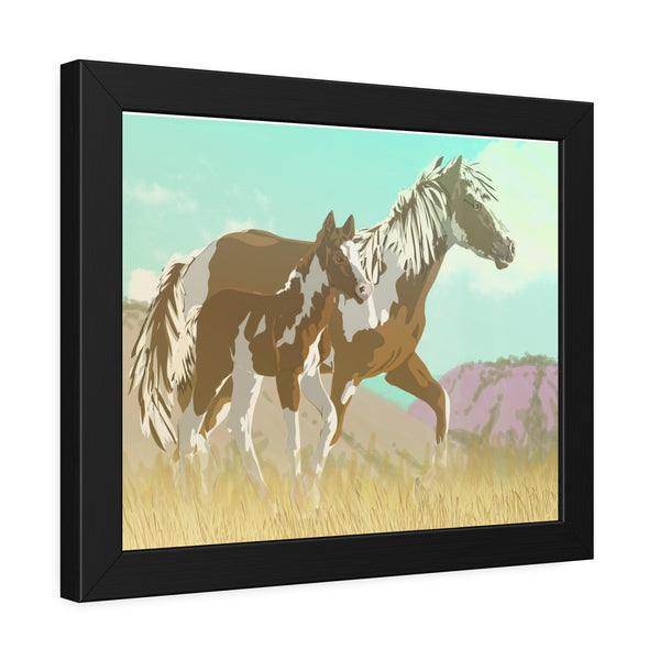 Mare and Colt Mustang Framed Paper Posters
