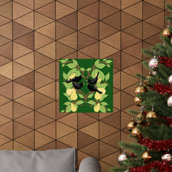 Four Colly Birds of Christmas Premium Matte vertical posters