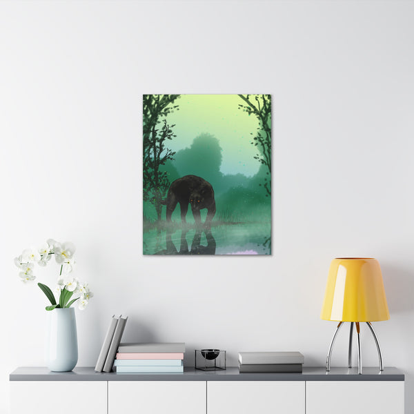 Black Panther with Reflection  Canvas Gallery Wraps