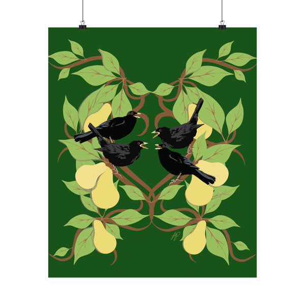 Four Colly Birds of Christmas Premium Matte vertical posters