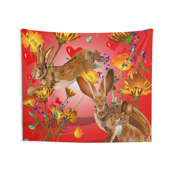 Jackrabbit Red Indoor Wall Tapestries