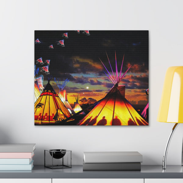 Glowing Teepees Canvas Gallery Wraps
