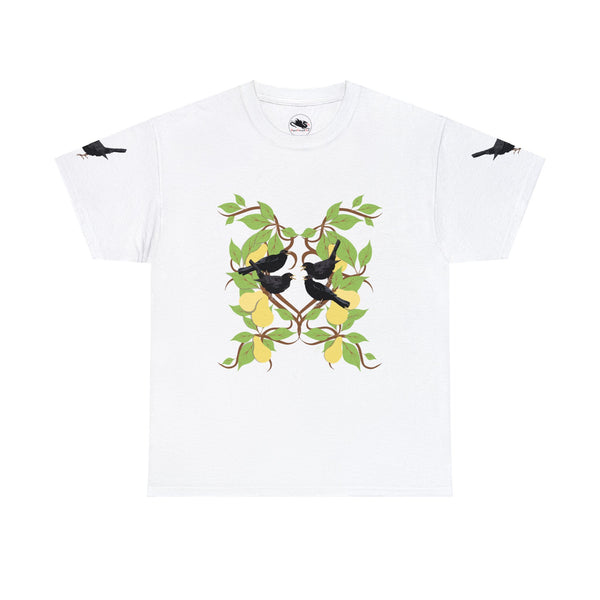Four Colly Birds of Christmas Unisex Heavy Cotton Tee
