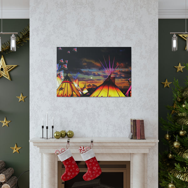 Glowing Teepees Canvas Gallery Wraps