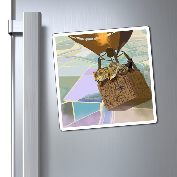 Wolf Family in a Balloon Magnet