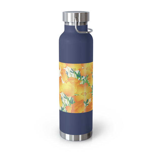 Poppies Copper Vacuum Insulated Bottle, 22oz