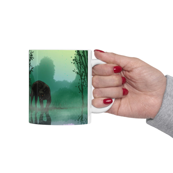 Black Panther with Reflection Ceramic Mug 11oz