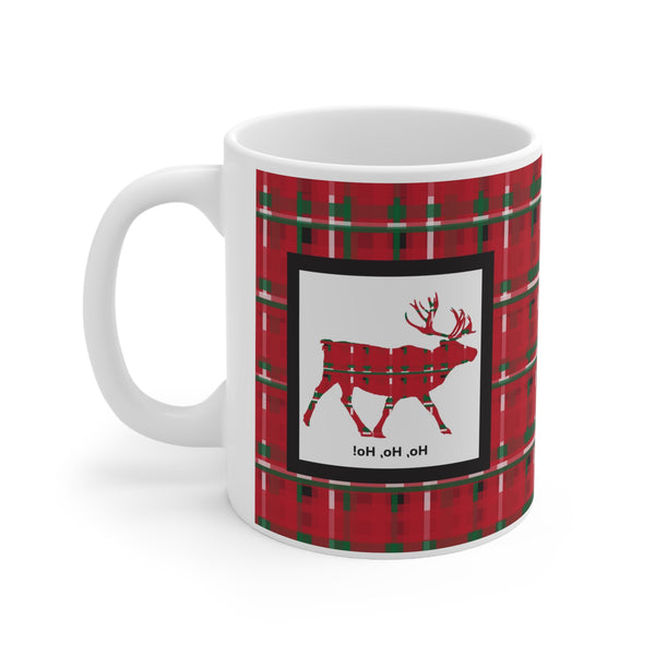Red Plaid Reindeer Ceramic Mug 11oz