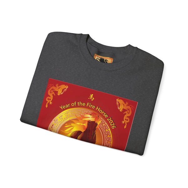 Year of the Fire Horse Crewneck Sweatshirt — Chinese Zodiac Fire Horse Design