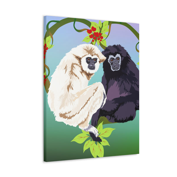 Monkey Love Endangered Hoolock Gibbon Apes Canvas Gallery Wraps