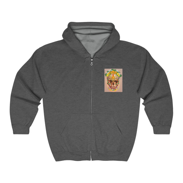 Dia de Muertos with Marigolds Unisex Heavy Blend™ Full Zip Hooded Sweatshirt