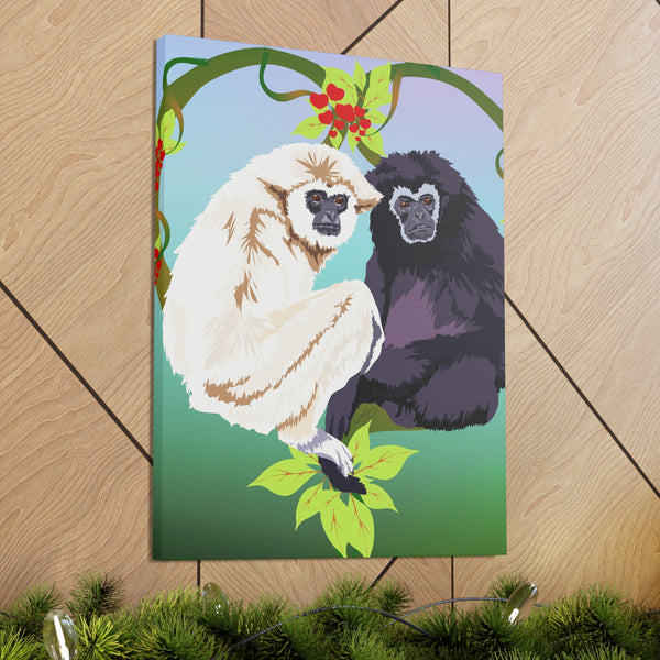 Monkey Love Endangered Hoolock Gibbon Apes Canvas Gallery Wraps