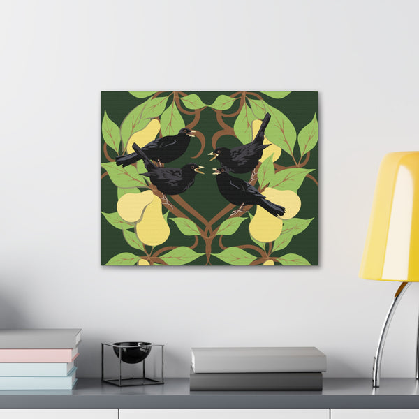 Four Colly Birds of Christmas  Canvas Gallery Wraps