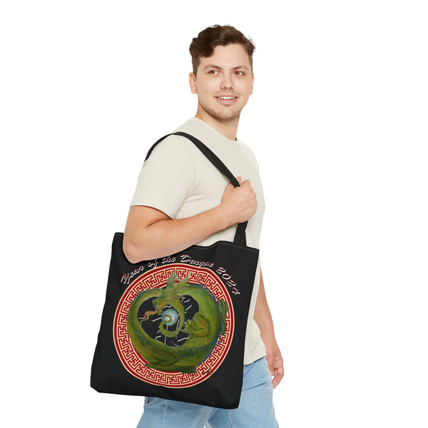 Black Lunar Dragon Tote Bag