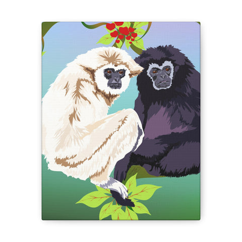 Monkey Love Endangered Hoolock Gibbon Apes Canvas Gallery Wraps