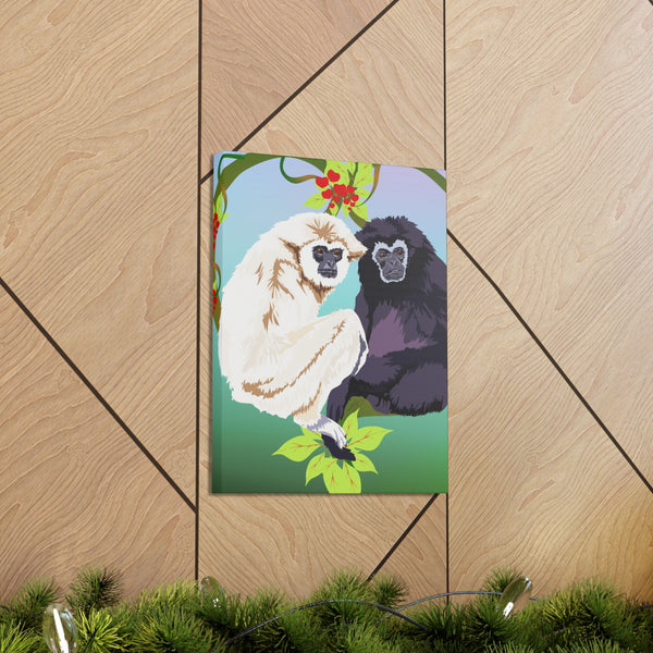 Monkey Love Endangered Hoolock Gibbon Apes Canvas Gallery Wraps