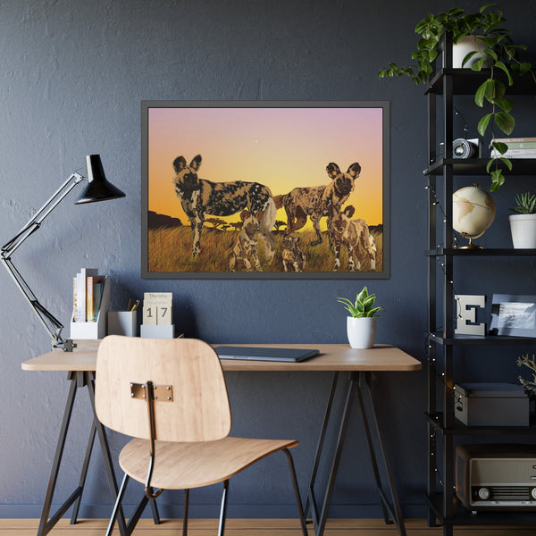 African Painted Dog Family Framed Paper Posters