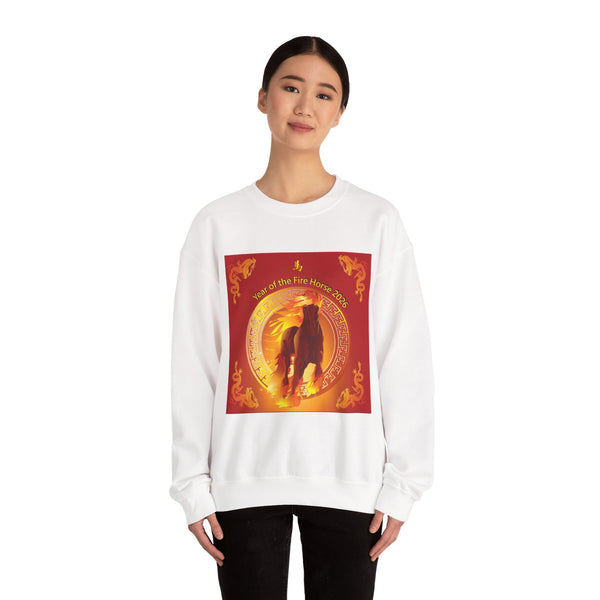 Year of the Fire Horse Crewneck Sweatshirt — Chinese Zodiac Fire Horse Design