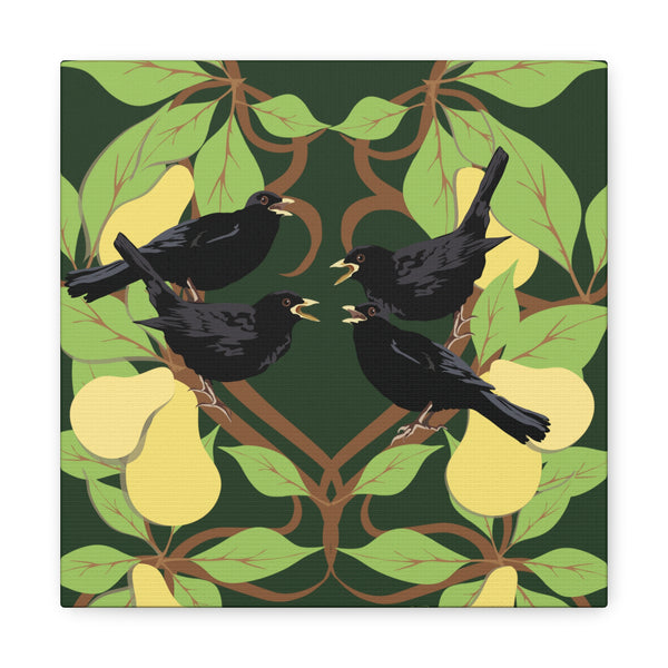 Four Colly Birds of Christmas  Canvas Gallery Wraps