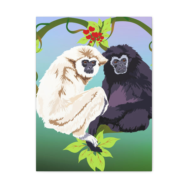 Monkey Love Endangered Hoolock Gibbon Apes Canvas Gallery Wraps