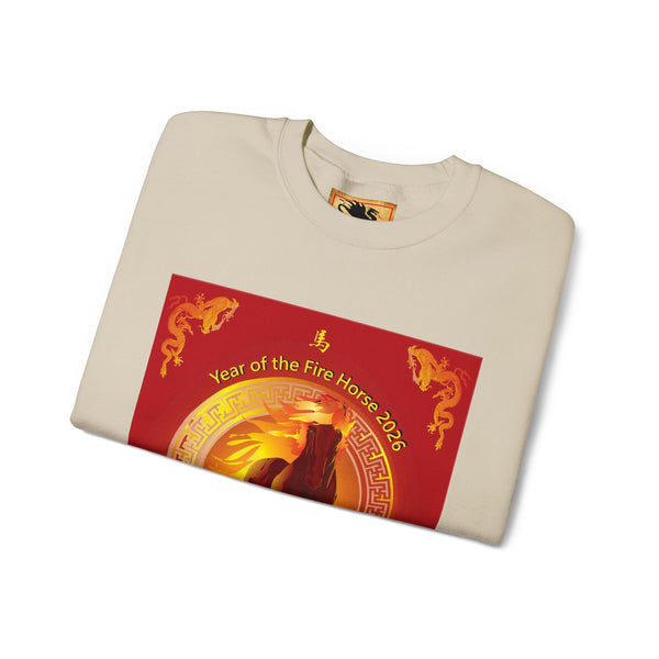 Year of the Fire Horse Crewneck Sweatshirt — Chinese Zodiac Fire Horse Design
