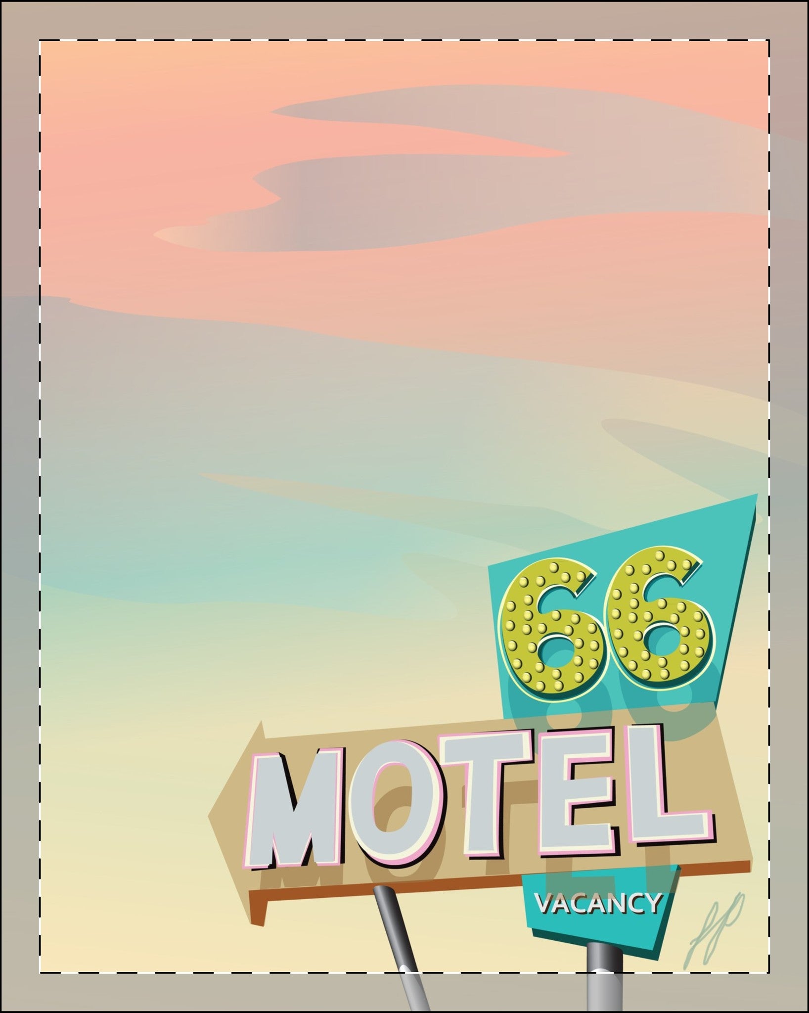 66 Motel Framed Poster, Multi-Color