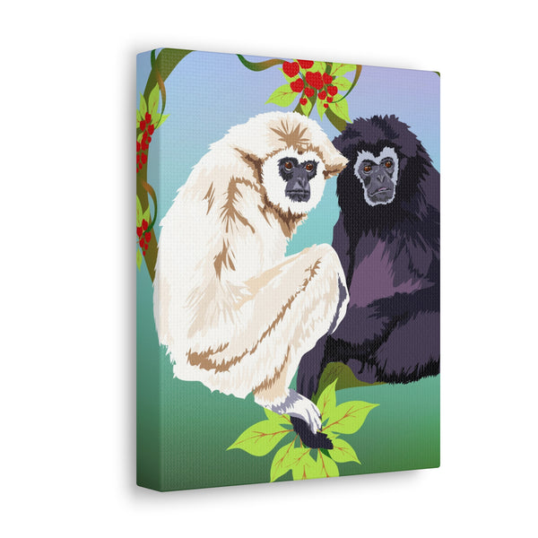 Monkey Love Endangered Hoolock Gibbon Apes Canvas Gallery Wraps