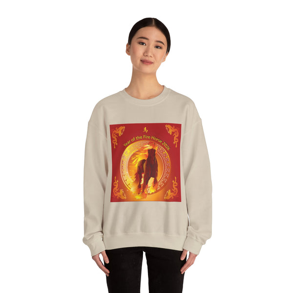 Year of the Fire Horse Crewneck Sweatshirt — Chinese Zodiac Fire Horse Design