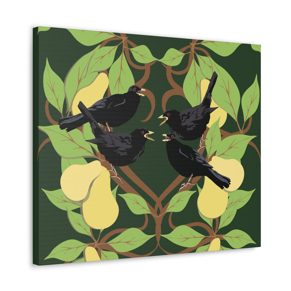 Four Colly Birds of Christmas  Canvas Gallery Wraps