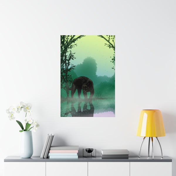 Black Panther with Reflection Premium Matte vertical posters