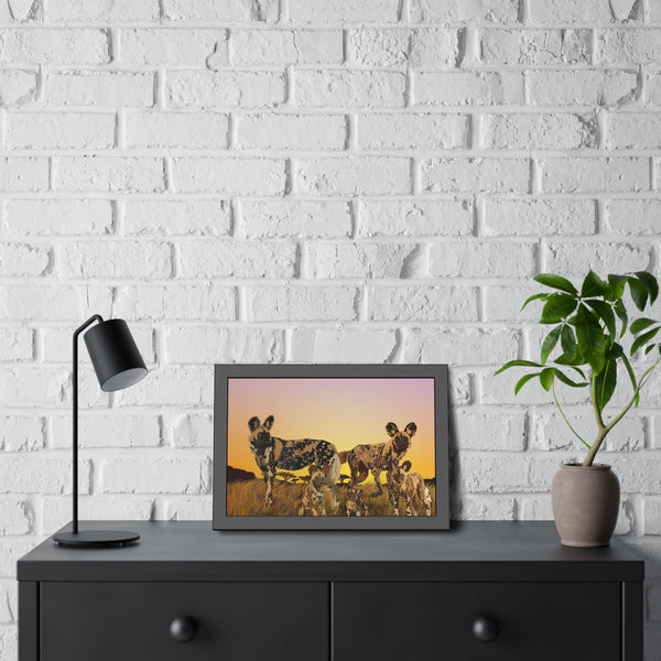 African Painted Dog Family Framed Paper Posters