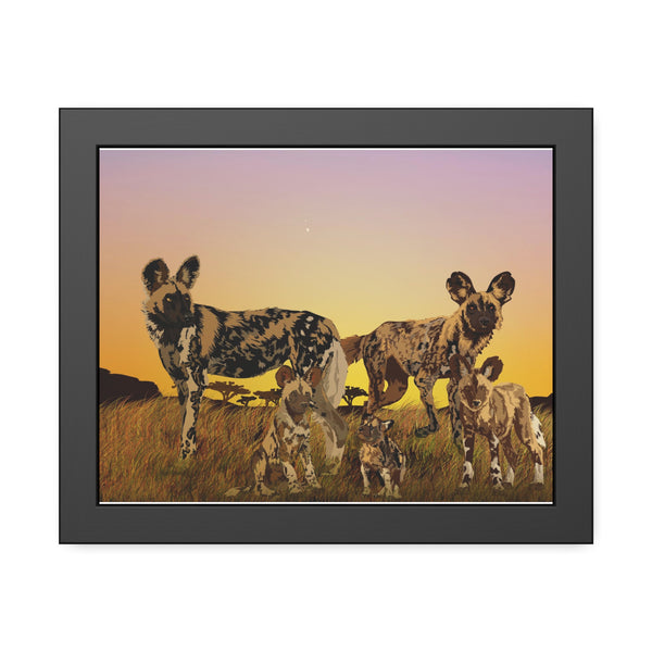 African Painted Dog Family Framed Paper Posters