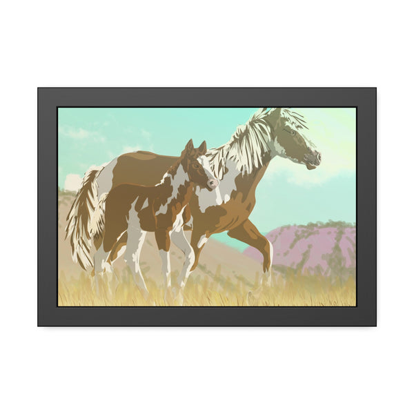 Mare and Colt Mustang Framed Paper Posters