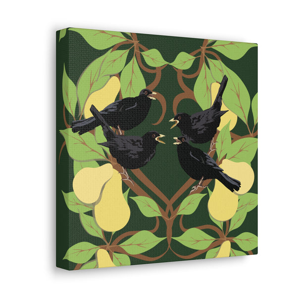Four Colly Birds of Christmas  Canvas Gallery Wraps