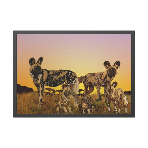 African Painted Dog Family Framed Paper Posters