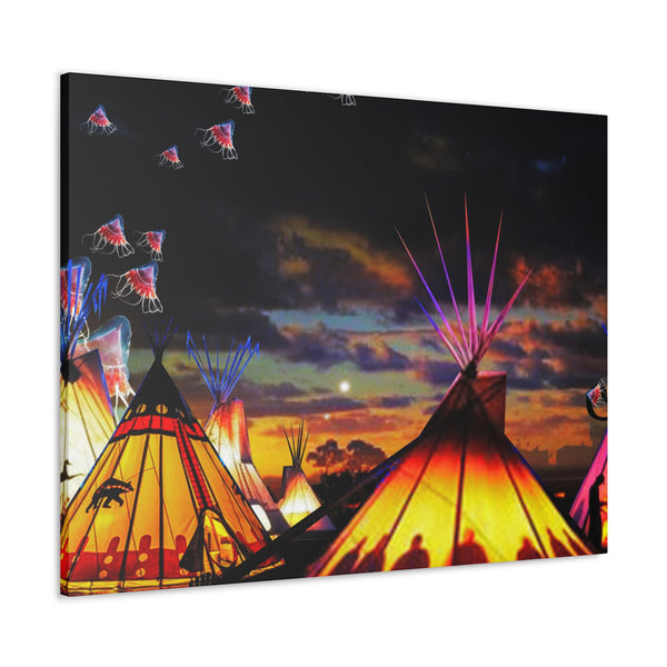 Glowing Teepees Canvas Gallery Wraps