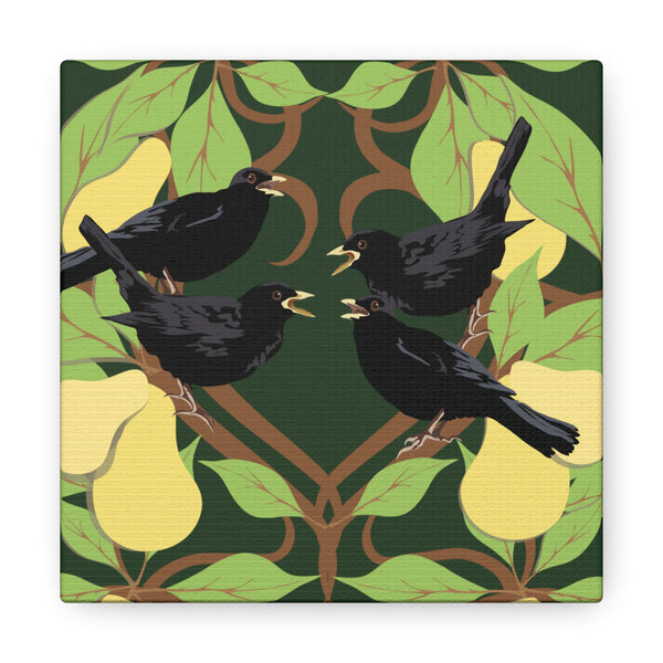 Four Colly Birds of Christmas  Canvas Gallery Wraps