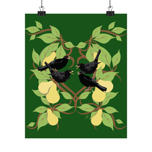 Four Colly Birds of Christmas Premium Matte vertical posters