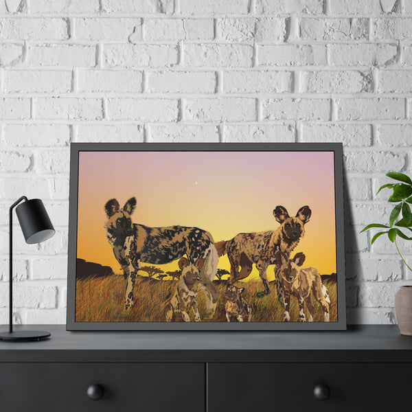 African Painted Dog Family Framed Paper Posters