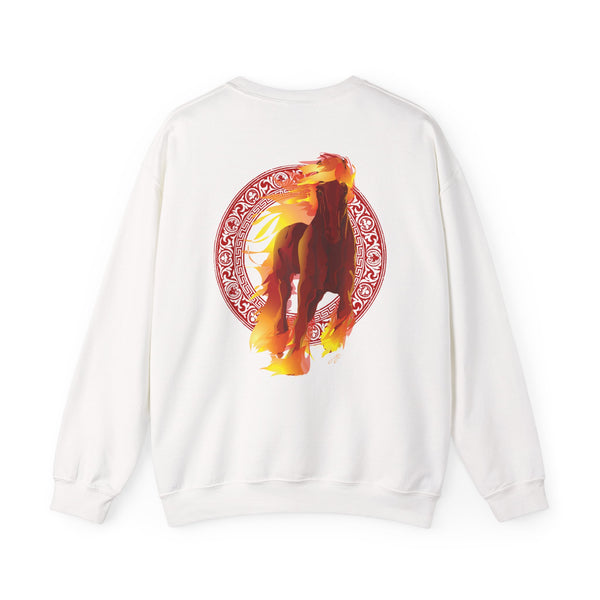 Year of the Fire Horse Crewneck Sweatshirt — Chinese Zodiac Fire Horse Design