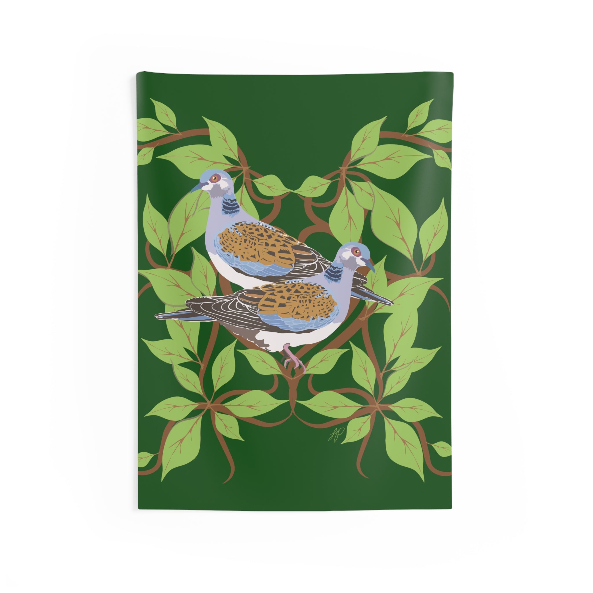 Two Turtle Doves Indoor Wall Tapestries