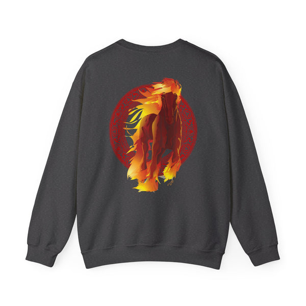 Year of the Fire Horse Crewneck Sweatshirt — Chinese Zodiac Fire Horse Design