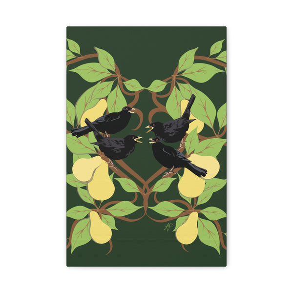 Four Colly Birds of Christmas  Canvas Gallery Wraps