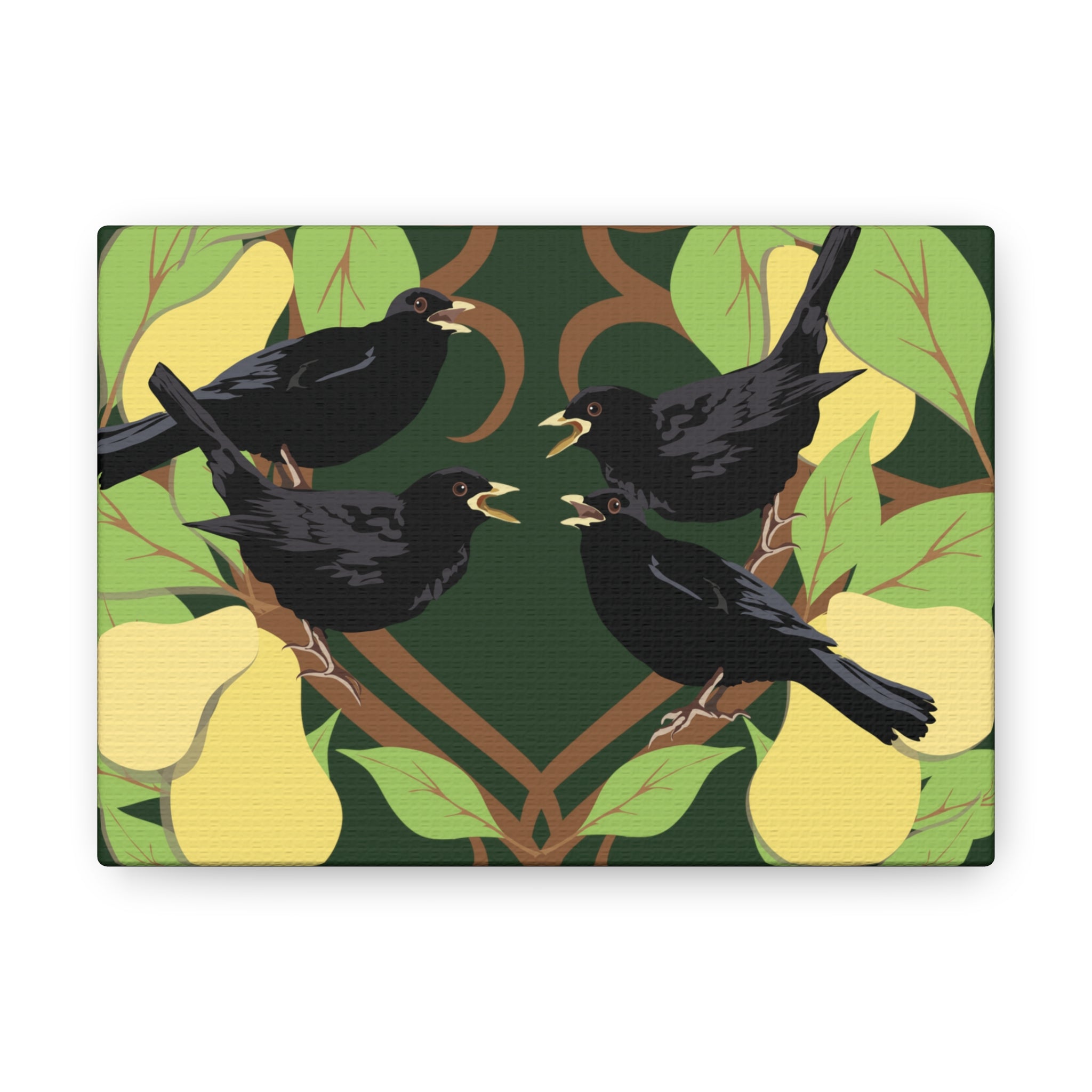 Four Colly Birds of Christmas  Canvas Gallery Wraps