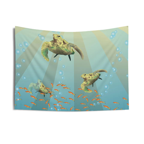 Turtles Under the Sea Indoor Wall Tapestries