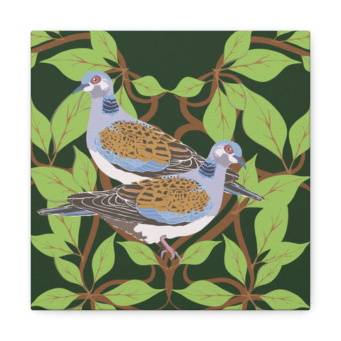 Two Turtle Doves Birds of Christmas  Canvas Gallery Wraps