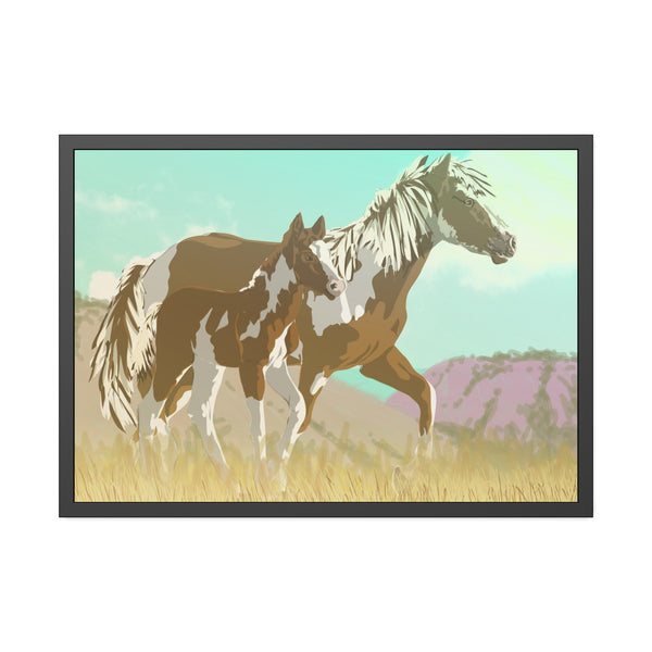 Mare and Colt Mustang Framed Paper Posters
