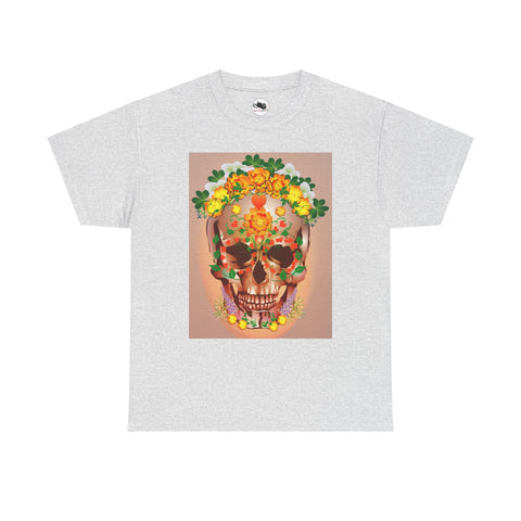 Dia de Muertos with Marigolds Unisex Heavy Cotton Tee