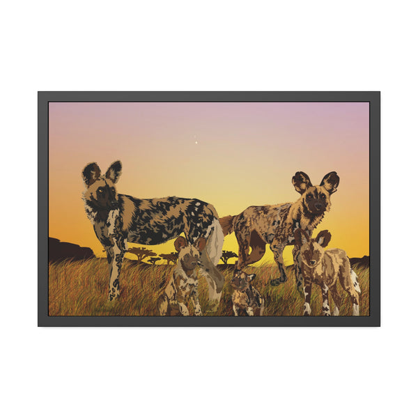 African Painted Dog Family Framed Paper Posters