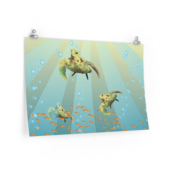 Sea Turtles Sun Premium Matte horizontal posters